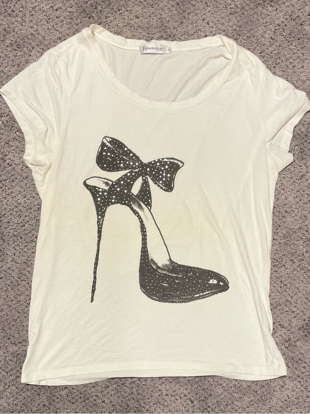 Ricki's Cream Tee with Black High-Heel Graphic